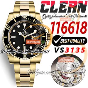 40mm 116618 VR3135 MENS AUTOMATIC OROLOGIO CLEP CF V5 Ceramica BEZEL NERA BLACO COMPLETTO 18K GOLL GIALLO GIALLO 904L Bracciale in acciaio inossidabile Super Edizione TrustyTime001 Orologi da polso