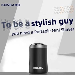 Barbeadores elétricos konka portátil mini elétrica barba barba aparar barbear molhado use fita adesiva c carregamento de cargas y240503