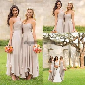 Newest Sier Simple 2019 Bridesmaid Dresses Gray Strapless Ankle Length Chiffon Beach Garden Maid Of Honor Gown Custom Made