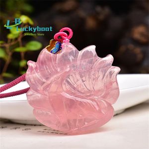 Natural Pink Crystal neun-tailed Fox Fairy Anhänger Liebesheirat Sweater Kette 240424