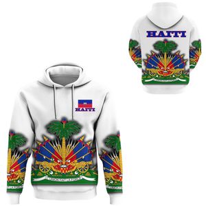 Mäns hoodies tröjor sudadera con capucha para hombre y mujer su ter con estampado de bandera de pais mar caribe o isla de haiti retro chandal q240506