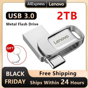 Адаптер Lenovo 2TB USB Flash Drive 128GB Pen Drive 1 ТБ USB Memory Stick U Disk 512GB USB Memory 256 ГБ водонепроницаемой для ноутбуков телевизор PC телевизора