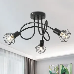 Lampadari lampadario industriale a 3 vie lampadario leggero e14 segnalini in metallo nero per la camera da letto soggiorno sala da pranzo corridoio