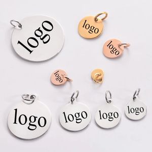 50pcs/Lot Edelstahl Round Charms Custom Tags für kostenlose Gravelschmuck Herstellung Halskette DIY -Befunde 240511