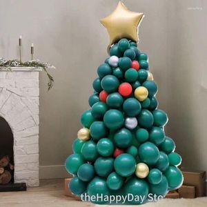 Decorazione per feste Green Christmas Tree Balloons Garland Arch Kit Golden Star Foil Year Decorations 2024
