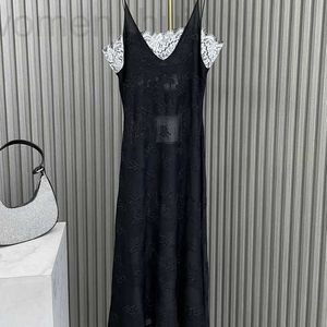 Grundläggande casual klänningar designer sommar ny produkt xiaoxiangfeng tung industri varm diamant ihålig hängande bälte lång kjol 3n4x