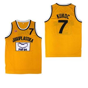 Camisetas de camisetas masculinas Jugoplastika 7 Toni Kukoc Bordado de costura barato High-quty ao ar livre Jersey Amarelo 2023 Novo verão T240506