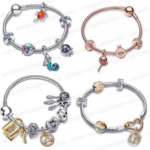 Designer com pulseira de charme de joias para mulheres pendente de aranha pingente DIY Fit Pandoras Iron Glove Lilos Stitchs Charme 925 Silver Set Set Set Holiday Gift