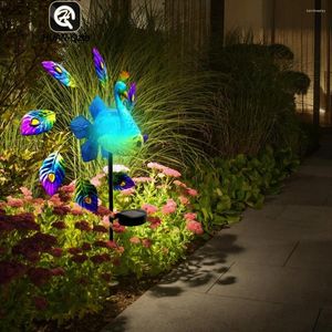 Solar Peacock Windmill Garden Light 3D Iron Wind Spinner Erdstopfen Beleuchtung Ornamente Hausdekor für Innenhof