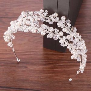 Wedding Hair Jewelry White Pearl Bridal Hairbands Tiaras Wedding Crown Headband For Bride Hair Jewelry Pearl Wedding Hair Accessories Headwear