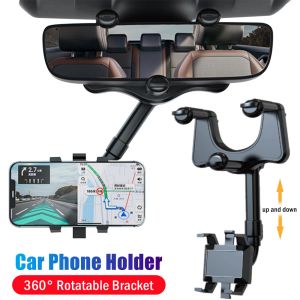 Ständer Telefonautohalter 360 Grad Rotationsständer Rückfahrspiegel GPS -Navigation Auto Telefon Support Multifunktionaler Telefonhalter