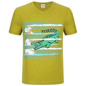 악어 부드키 면화 여름 짧은 슬리브 v- 넥 패션 인쇄 해변 관광 남성 티셔츠 트렌드