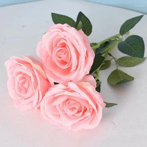 Dekorativa blommor Enkel gren Artificiell rosblomma Silk Fake Ball för alla hjärtans dag gåva hand brud diy bukett bröllopsdekor