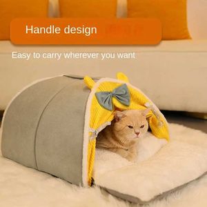 Katzenbetten Möbel Winter Katzenbett Fashion Dual Farbblockieren Haustiernest für kleine Hunde Katzen Cottage abnehmbar waschbarer Matten -Haustierzubehör Lieferungen