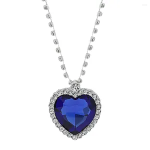 Цепи Titanic Heart of Ocean Blue Crystal Love Подвесное ожерелье для женщин Полное злоновое воротнич