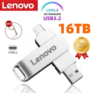 Adapter Lenovo 16TB USB 3.2 Flash Drive High Speed ​​Transfer Metal Pendrive Memory Card Pendrive Flash Disk Memoria Waterproof Stick 2024