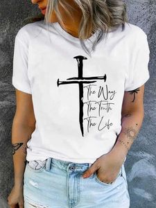 Women's T-Shirt Love Like Jesus Print T-shirt short sleeved Crew Neck casual top summer and spring womens clothingL2405