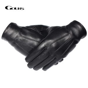 Gloves Gours Winter Gloves Men Genuine Leather Gloves Touch Screen Black Real Sheepskin Wool Lining Warm Driving Gloves New Gsm050