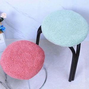 Pillow 2 Color Thicken Plush Elastic Mouth Round Stool Cover Restaurant Snack Simple Solid Household Warm Chair Mat