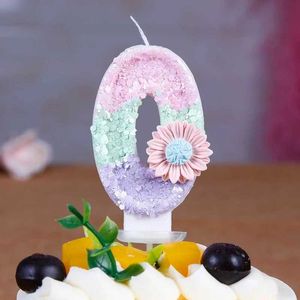 3pcs 양초 분홍색 꽃 생일 촛불 어린이 생일 번호 양초 첫 생일 소녀 파티 케이크 토퍼 선물 케이크 장식