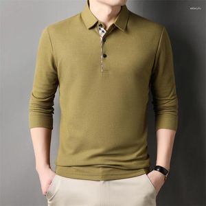 Men's Polos Fashion T-shirt Business Casual Solid Polo Cotton Top British Style