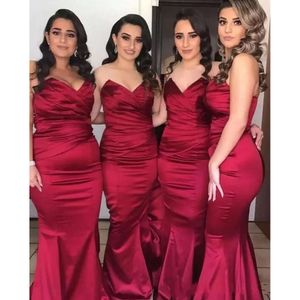 Neckline New Sweetheart Bridesmaid Dresses Bury 2021 Mermaid Ruched Floor Length Custom Made Plus Size Maid Of Honor Gown Vestido