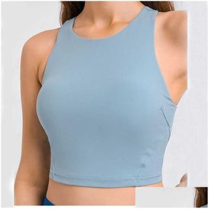 Yoga Outfit Lu-07 Racerback Tank Tops Women Fitness Sleeveless Cami Top Sports Shirt Slim Ribbed Running Gym Shirts With Built In Bra Dhahu