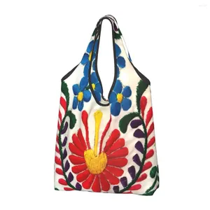 Torby do przechowywania meksykańskie kwiaty sztuki torba zakupów na zakupy niestandardowe ramię na ramię duża pojemność przenośna torebka tekstylna