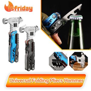 Hammer Multi Functional Krench Combinazione Hammer Pinza pieghevole universale Pinza da coltello da esterno Pinza per utensili EDC Strumenti manuali regolabili