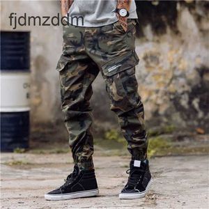 Calça masculina moda camuflagem jogging gingging zipper macacão bream pé calças irregulares corredores irregulares