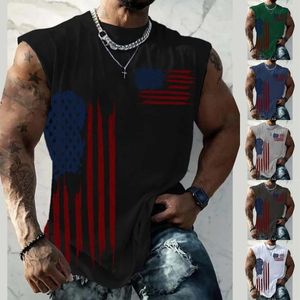 メンズTシャツアメリカンフラッグ愛国的な半袖独立記念日シャツカジュアルプリントタンクトップ