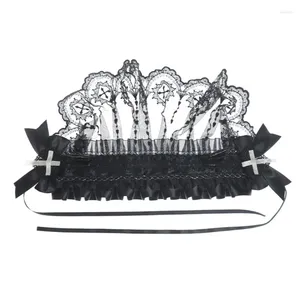 Scarves Carnivals Party Nun Veil Bowknot Hairband Pleated Lace Brims Headbands Cosplay Hair Hoop For Adult Teens