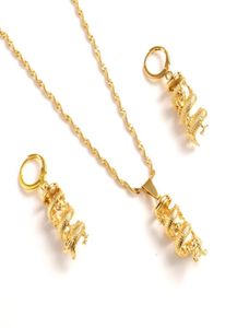 Afrikanska Dubai India Arab Fashion Necklace Earring Set Women Party Gift Fine Gold GF Dragon Necklace Earrings Jewelry Sets2067977