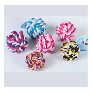 Dog Toys & Chews Colorf Pet Cotton Chew Knot Rope Ball 5Cm 7Cm 8Cm Interactive Durable Shaped Braided Toy Drop Delivery Home Garden Su Dhgm9