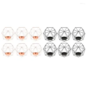 Candle Holders 6 Pcs Geometric Polished Tealight Holder Table Top Centerpiece Weddings Events Parties Decor