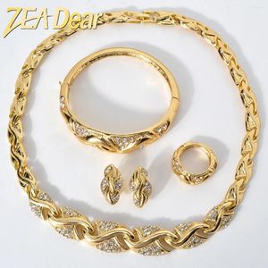 Brincos de colar Conjunto Zeadear 4 PCs/conjunto Design de jóias S Shape Collar Bangle Rings Rings de alta qualidade 18k Jóias de ouro para mulheres