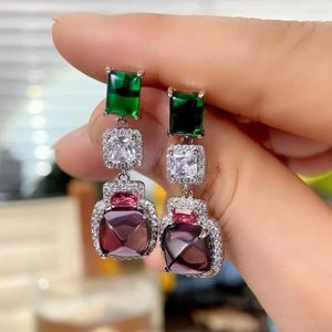 Stud Earrings Women's Irregular Colorful Purple/Red/Green/White Stone Luxury Fashion Personality Party Jewelry