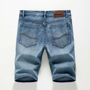 Men's Shorts 2024 Summer Shorts Mens denim pants elastic deep blue fashion design mens jeans ultra-thin straight mens shorts HombreL2405