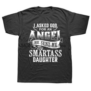 Men's T-Shirts Funny God Sent Me A Smartass Daughter T Shirts Graphic Cotton Strtwear Short Slve Daddy Father Days T-shirt Mens Clothing H240506