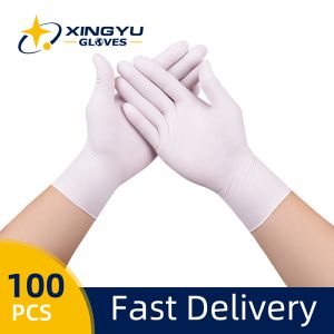 Eldivenler Nitril Eldivenler 100 PCS Xingyu Beyaz Su Geçirmez Alerji Bedava Gıda Sınıf Mutfak Tek Kullanımlık İş Güvenliği Eldivenleri Nitril Eldivenler