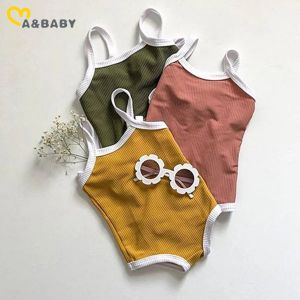 Badkläder Mababy 024m Fashion Toddler Girl Badkläder Nyfödd spädbarn Baby Boy Girl Knit Solid Color Swimsuit Summer Beachwear Bathing Suit