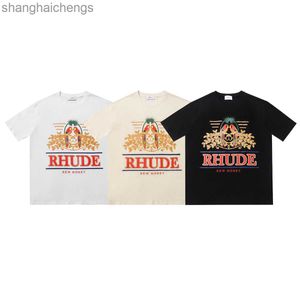 Designer rhuder originale di alta qualità Magliette con camicie del marchio pappagallo lettera di grano a maniche corta per uomo Donne High Street Street sciolte con logo 1: 1