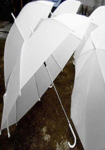 Casamento de Bridal Wedding White Nylon Umbrella Parasol Impermeável Longo Handelas Rainadas Partem Fashion Party Decoração Fav8963123