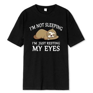 Erkek Tişörtleri Tembellik Im Slping Sadece Gözlerimi Dinleniyorum Erkekler Tshirts Moda Nefes Alabilir Tişörtler Gevşek Pamuk Giyim Marka T-Shirt H240506