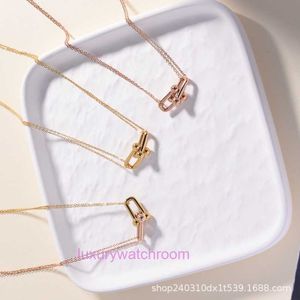 豪華なTiifeniyデザイナーペンダントネックレスホースシューバックルネックレス女性Ushaped Pendant with Double Leaer Collarbone Chain Niche Cold and Cool Autumn Versati