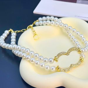 Luxusbrief Anhänger Designer Halsketten Design Marke Schmuck 18K Gold plattiert Edelstahl Halskette Halskette Pearl Chains Männer Frauen Hochzeit Weihnachtsgeschenk