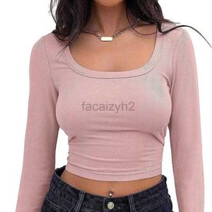 Camiseta feminina camisetas sexy 2024 Novo thread pit tira slim fit slim t-shirt de pescoço quadrado de manga curta para mulheres tops