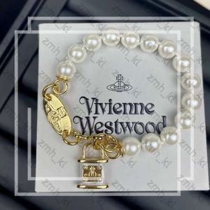 Viviane Westwood Bracelet Designer Jóias Viviennes Westwood Bracelet Luxury Hip Hop Jewlery Lock Head Pearl Bracelet feminina doce Personalidade legal esmalte 210