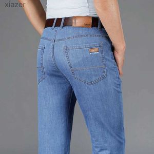 Men's Jeans Light Blue Denim Pants for Men Straight Fit Loose Stretch Business Casual Fashionable Comfortable Breathable Mens Denim Pants WX