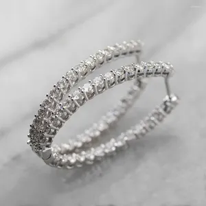 Hoop Earrings Huitan Dainty Oval Earring For Women Micro Paved CZ Stone Luxury Female Engagement Wedding Party Accessories Trendy Jewelry